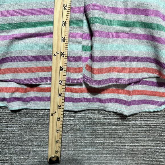Lands' End Flannel Women's L (14-16) Gray Purple Striped Long Sleeve Button Oeko - Picture 8 of 15